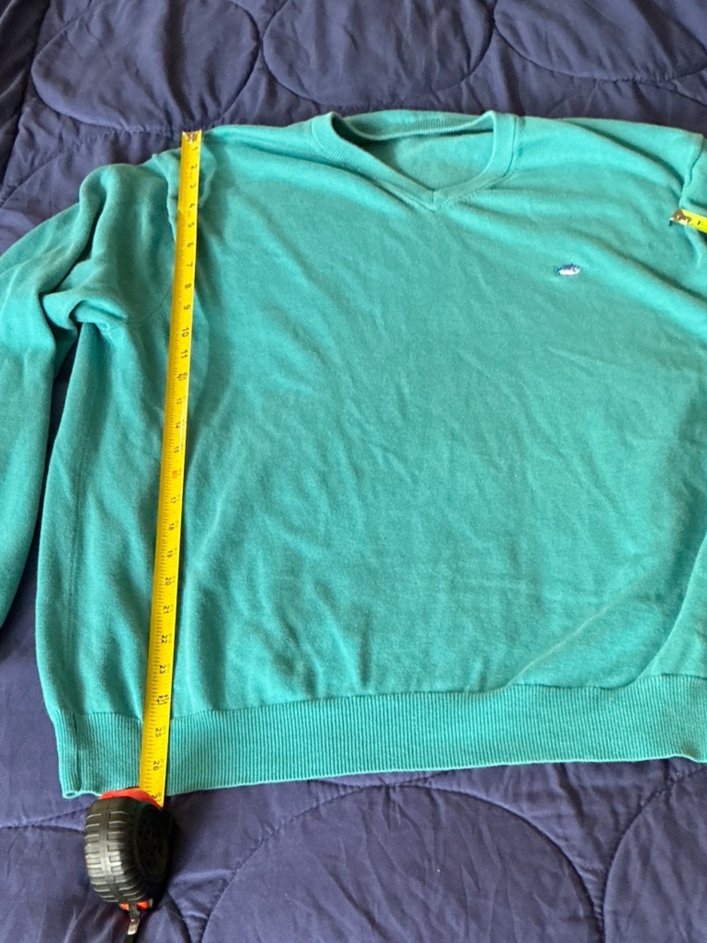 Southern Tide Men's V-Neck Sweater in Teal Green